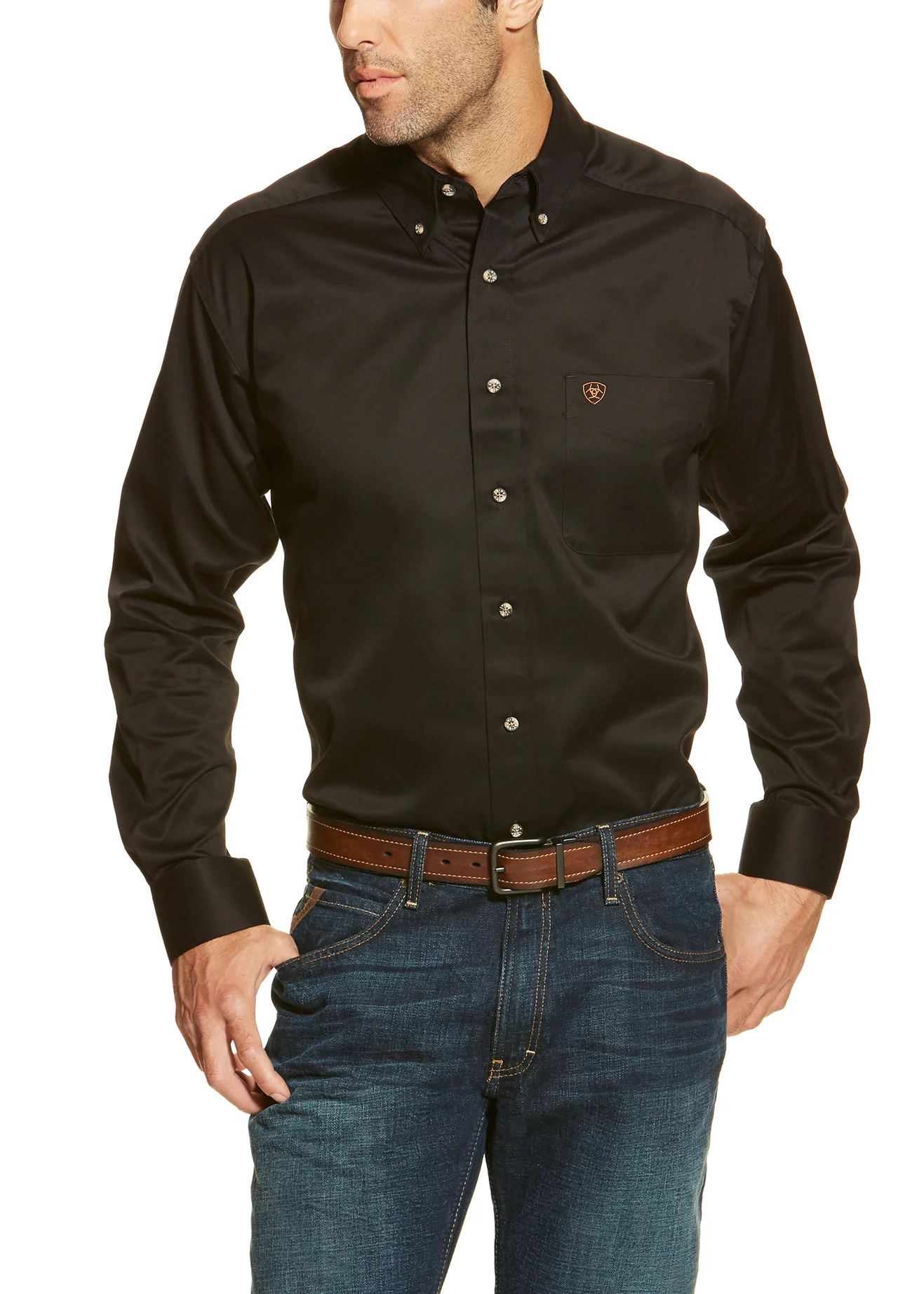 Ariat® Men’s Solid Twill Classic Fit Long Sleeve Shirt - Image 4