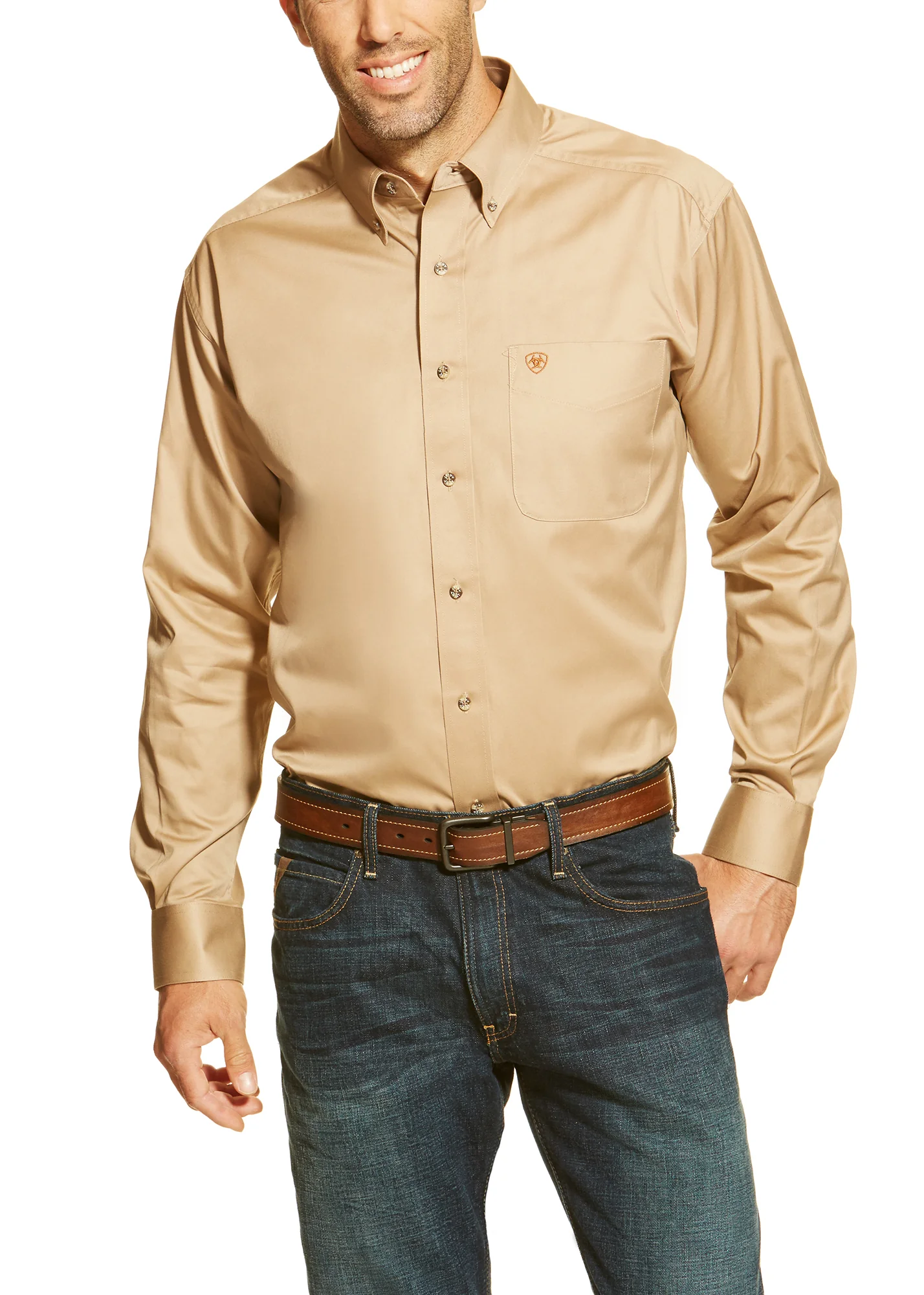 Ariat® Men’s Solid Twill Classic Fit Long Sleeve Shirt - Image 6