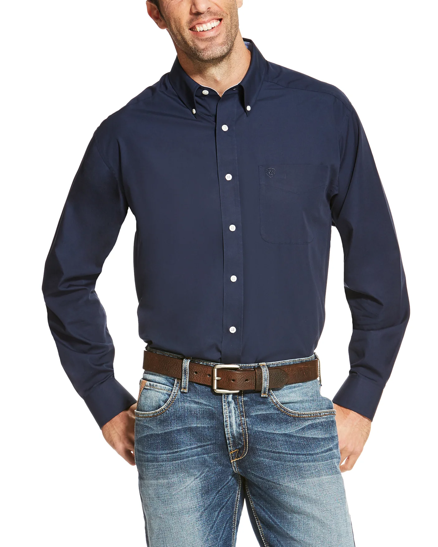 Ariat® Men’s Wrinkle-Free Solid Pinpoint Oxford Long Sleeve Classic Fit Shirt - Image 4