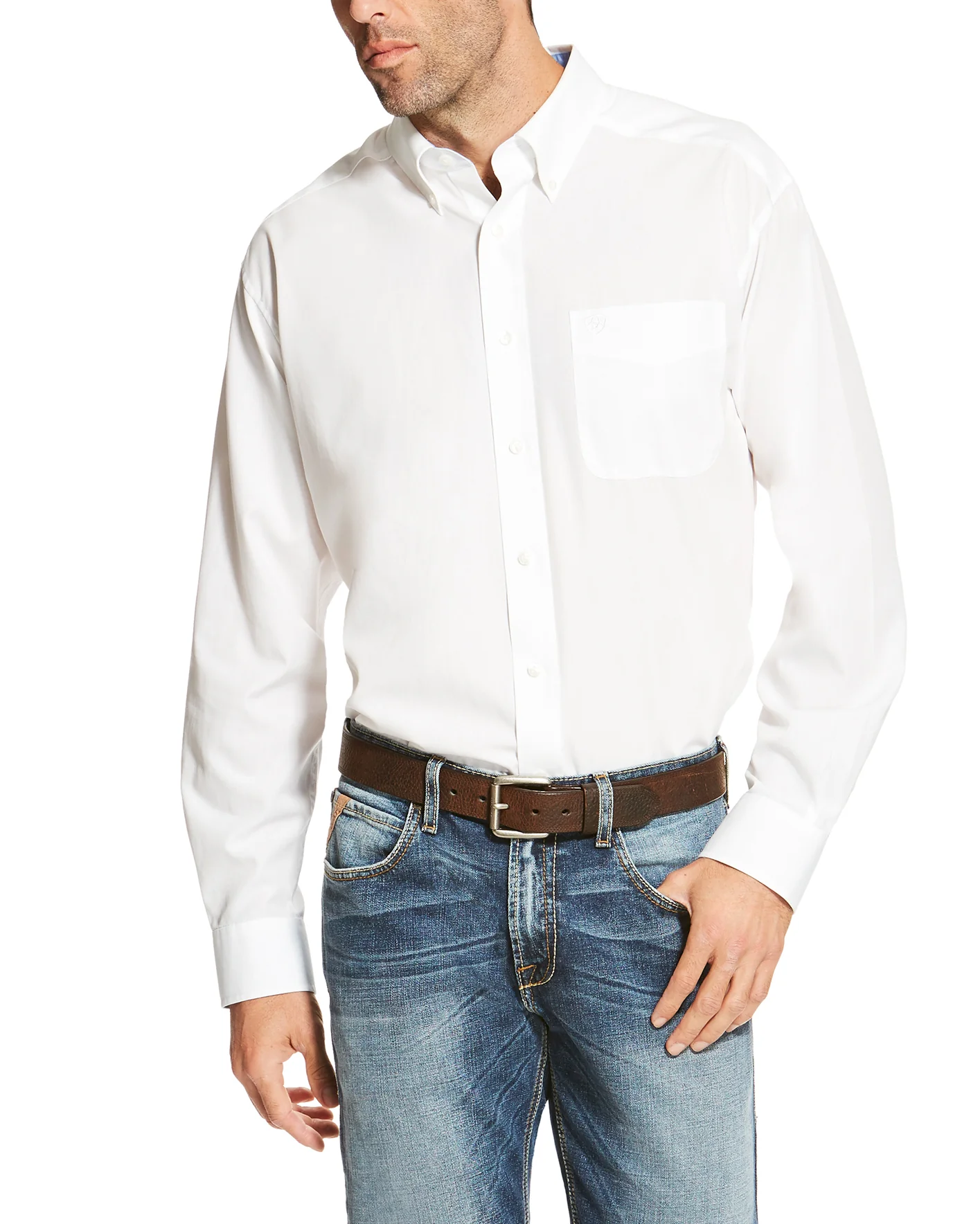 Ariat® Men’s Wrinkle-Free Solid Pinpoint Oxford Long Sleeve Classic Fit Shirt - Image 6