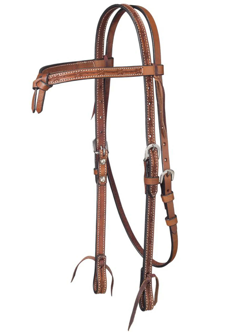 Royal King Barbed Wire Tooled Futurity Browband Headstall - Image 3
